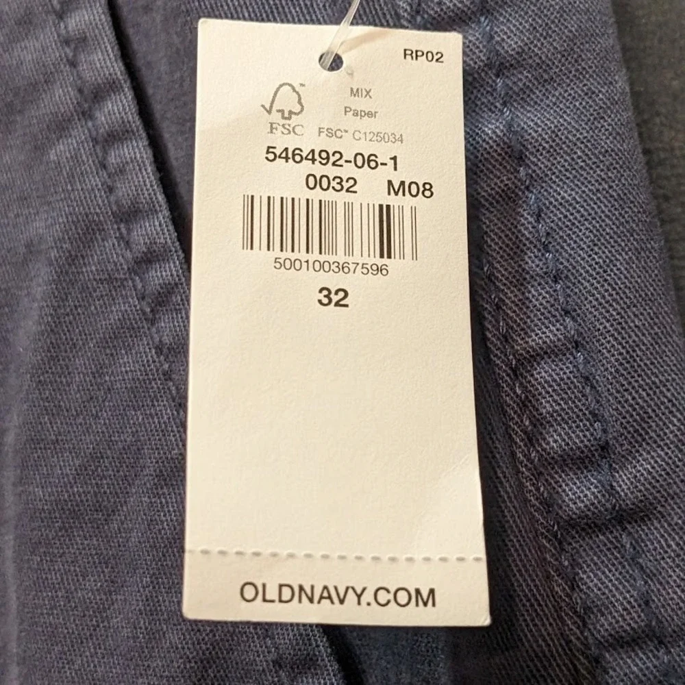 Old Navy Mens Lived-In Straight‎ Cargo Shorts Size 32 Navy Blue Cotton Twill NWT